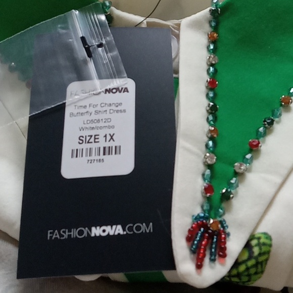 ON HOLD Time For Change Butterfly Maxi Shirt Dress - White/Multi NWT 1X! - Picture 4 of 4